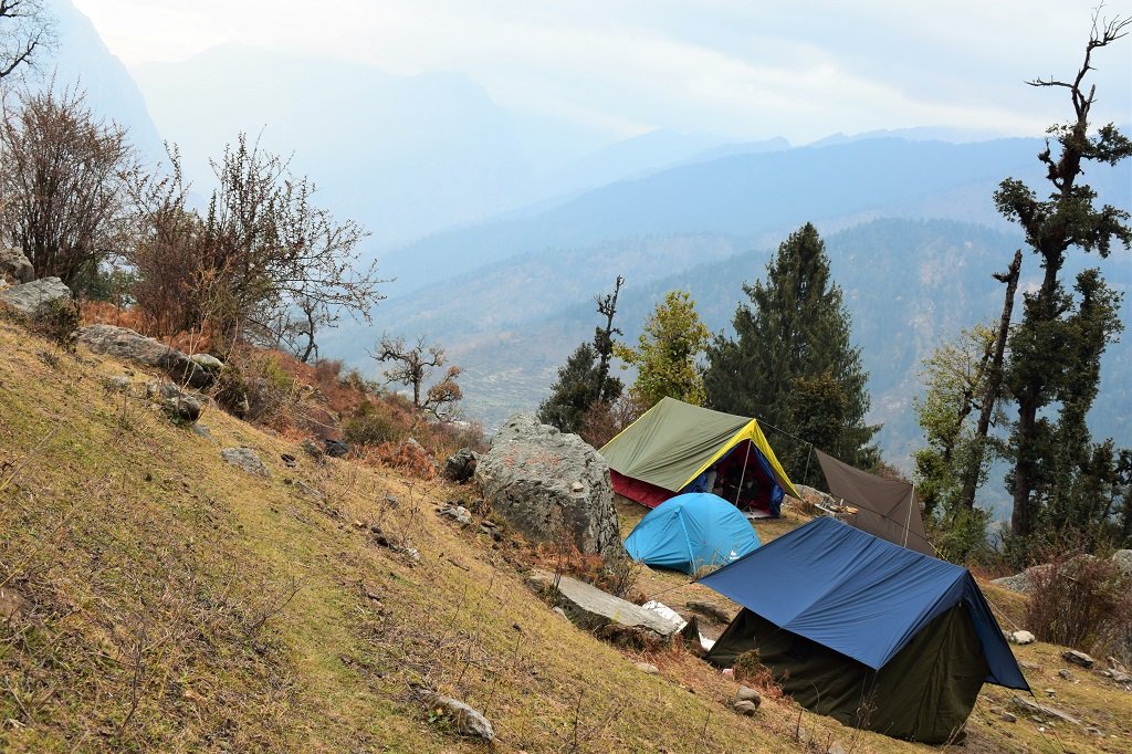 camp site on kuari pass trek