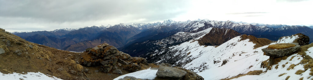 Panoramic view of Himalayan range from kedarkantha top