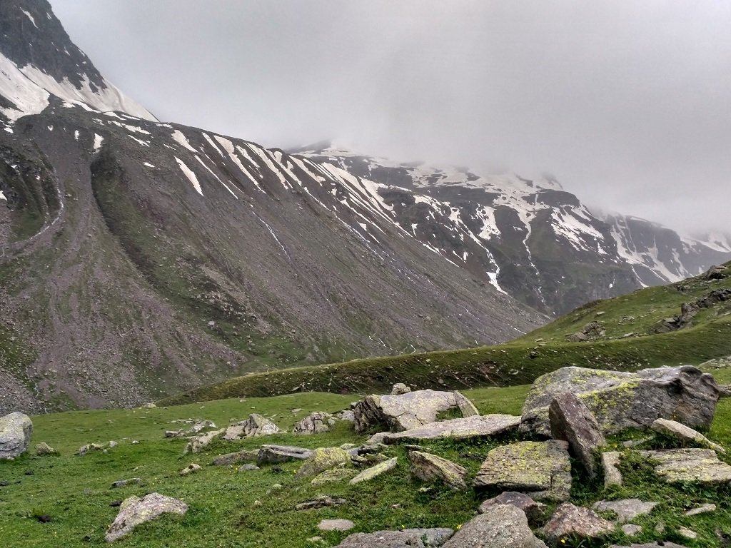 beautyful view of snow on rupin pass trek